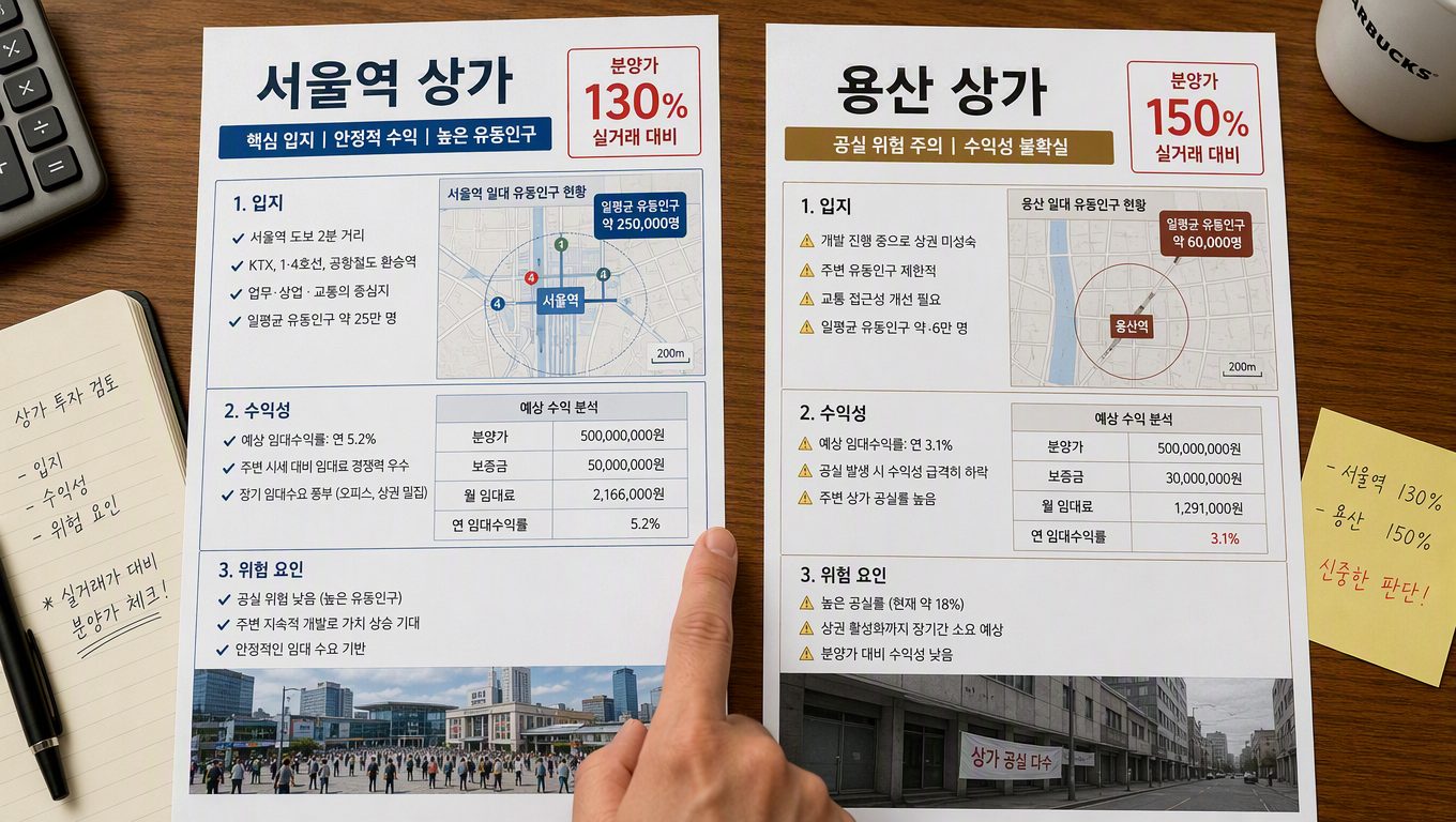 상가 분양 공고 비교 시 꼭 확인해야 할 입지·수익·위험 포인트