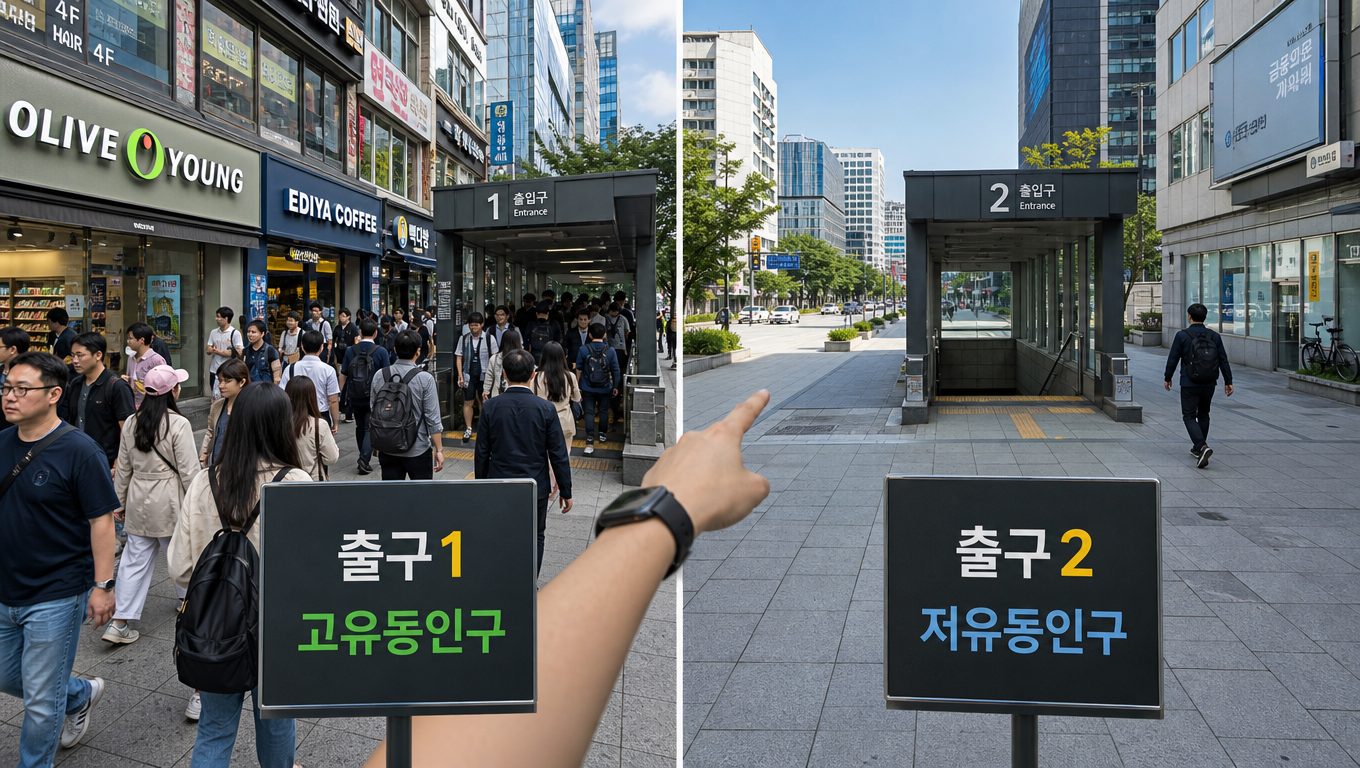 역세권 상가 출구별 유동인구 차이와 1층 가치