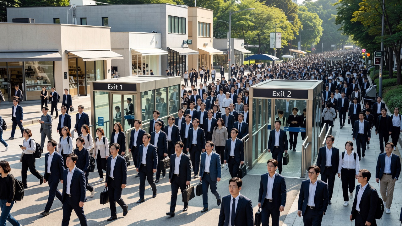역세권 상가 출구별 유동인구가 가장 많은 출퇴근 시간대 모습